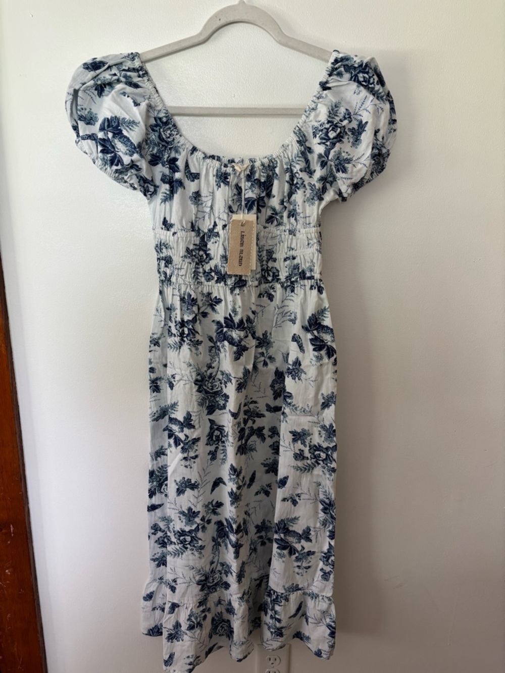 Forever 21 White Dress with Blue Floral Print
